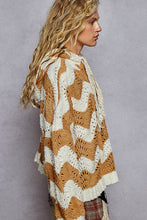 Load image into Gallery viewer, Perfect layering piece for the fall and winter seasons, this striped balloon pullover hoodie sweater combines cozy comfort with effortless style. Made from soft acrylic yarn, it features a relaxed roomy fit, balloon sleeves, and a handcrafted open-knit ch