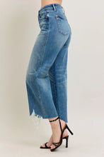 Load image into Gallery viewer, Unleash your inner fashionista with our HW Destroy Hem Crop Wide Leg Jeans by Judy Blue. Made with a high waist and rigid magic construction, these jeans are designed to flatter your figure while providing all-day comfort. The destroyed hem and wide leg a