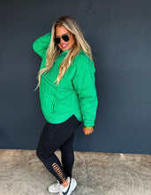 Load image into Gallery viewer, Stay warm and stylish cooler weather with the Peyton Puffer Jacket. Features a quilted pattern style with detail to all the trims! Has a hidden zip front pocket, snap button neckline, two side pockets, and a hoodie with pull tabs. Its high-quality mate