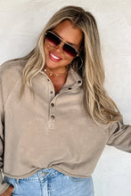 Load image into Gallery viewer, We spared no attention to detail in this raw hem/semi crop pullover! Such a relaxed, trendy look! Has a slouchy fit, vintage wash, exposed seaming and ribbed cuffs. Has super soft terry "sweatshirt" feel on the inside! Fit: Oversized, slouchy fit with