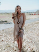 Load image into Gallery viewer, With a straight fit in soft fabric the Prima Lace Hem Slip has a deep v-neckline and skinny straps that form a flattering ‘t’ at the back. A panel of sheer, floral lace starts at the thigh to finish above the knee with gorgeous scallop-leaf edging. Our b