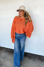 Load image into Gallery viewer, Get Ready for some real cute boho bites with this bell sleeve knit top. So easy to throw on and looks cute with everything. Flattering waist. This knit top is breezy cool and perfect for all seasons.