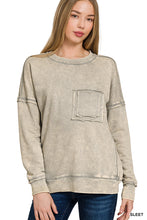 Load image into Gallery viewer, This French terry acid washed raw-edge pullover delivers that perfectly lived-in look with an ultra-soft feel you’ll want to wear every day.