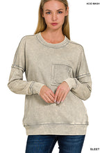Load image into Gallery viewer, This French terry acid washed raw-edge pullover delivers that perfectly lived-in look with an ultra-soft feel you’ll want to wear every day.