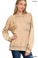 Load image into Gallery viewer, Terry Acid Washed Raw Edge Pullover