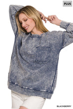 Load image into Gallery viewer, Crew neck - Terry Acid Washed Raw Edge Pullover