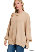 Load image into Gallery viewer, Meet your new cold-weather crush. This oversized side-slit sweater features a premium heavyweight knit that feels as good as it looks. The relaxed drape and high-cut slits make it perfect for leggings, denim, or layering up for a polished, comfy vibe.