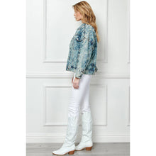 Load image into Gallery viewer, Oversize Pearl and Rhinestone Denim Jacket