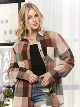 Load image into Gallery viewer, This classic button-down plaid shirt offers a timeless casual look, perfect for layering during fall. Crafted for comfort and style, it features roll-up sleeves that add versatility and ease to your outfit. Ideal for both relaxed weekends and smart-casual
