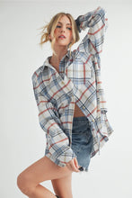 Load image into Gallery viewer, Abri plaid Flannel shirt embodies effortless style, making her a versatile and timeless wardrobe staple. Her classic checkered pattern evokes a rustic and outdoorsy charm.