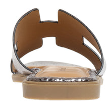 Load image into Gallery viewer, Flat slip on sandal with pewter finish