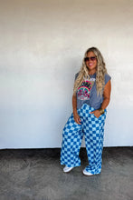 Load image into Gallery viewer, Cloud soft and so so stretchy! These bold checker pants are the perfect way to add a "pop" to any outfit!! Features front pockets, a faux tie string and elastic waist.
