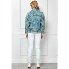 Load image into Gallery viewer, Oversize Pearl and Rhinestone Denim Jacket
