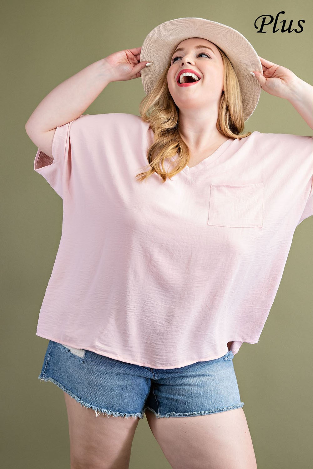 Solid V-Neck Pocket Tee
