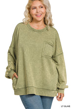 Load image into Gallery viewer, Terry Acid Washed Raw Edge Pullover
