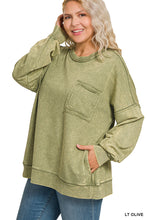 Load image into Gallery viewer, Terry Acid Washed Raw Edge Pullover
