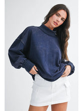 Load image into Gallery viewer, Oversized Mock Neck Washed Sweatshirt
