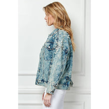 Load image into Gallery viewer, Oversize Pearl and Rhinestone Denim Jacket
